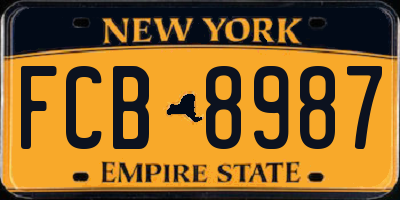 NY license plate FCB8987