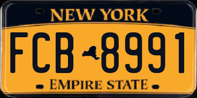 NY license plate FCB8991