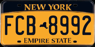 NY license plate FCB8992