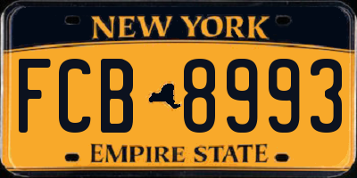 NY license plate FCB8993