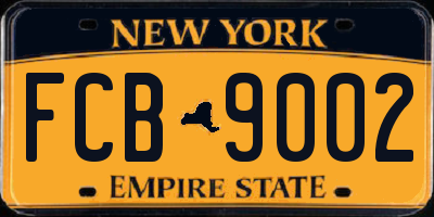 NY license plate FCB9002