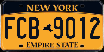 NY license plate FCB9012