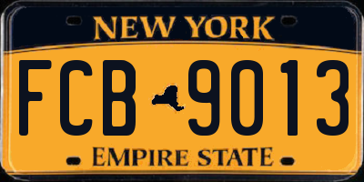 NY license plate FCB9013