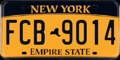 NY license plate FCB9014