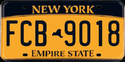 NY license plate FCB9018