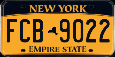 NY license plate FCB9022