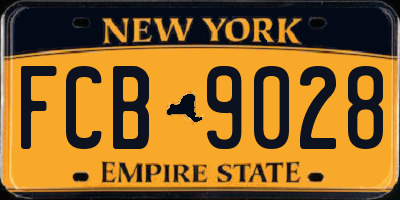NY license plate FCB9028