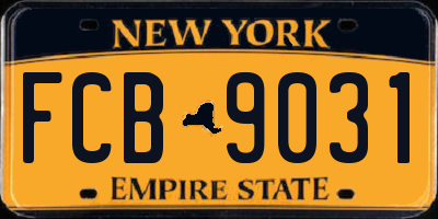 NY license plate FCB9031