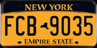 NY license plate FCB9035