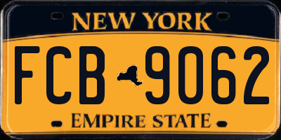 NY license plate FCB9062