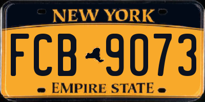 NY license plate FCB9073