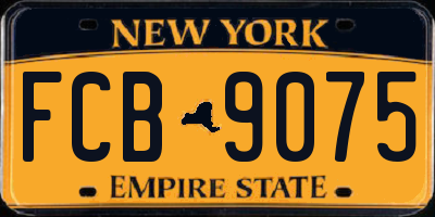 NY license plate FCB9075