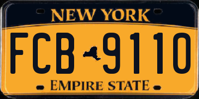 NY license plate FCB9110
