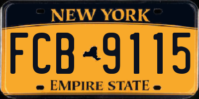 NY license plate FCB9115