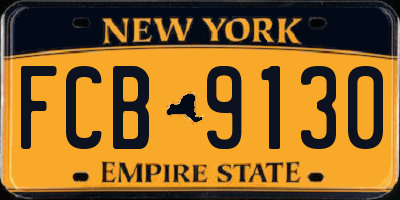 NY license plate FCB9130