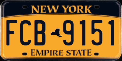 NY license plate FCB9151