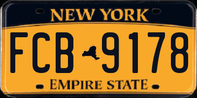 NY license plate FCB9178