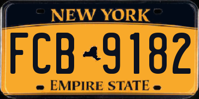 NY license plate FCB9182
