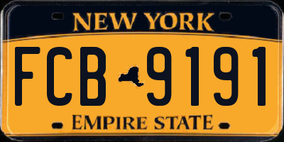 NY license plate FCB9191