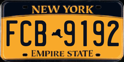 NY license plate FCB9192