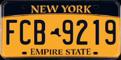 NY license plate FCB9219