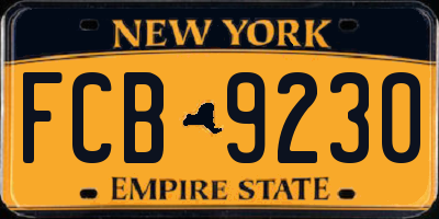 NY license plate FCB9230