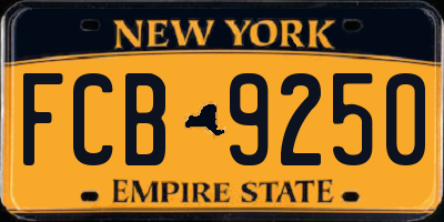 NY license plate FCB9250
