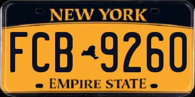 NY license plate FCB9260