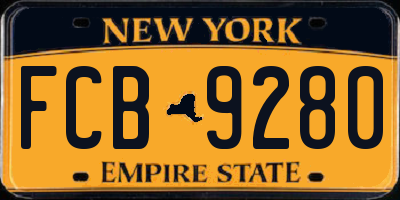 NY license plate FCB9280