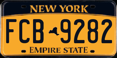 NY license plate FCB9282