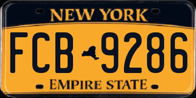 NY license plate FCB9286