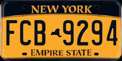 NY license plate FCB9294