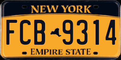 NY license plate FCB9314