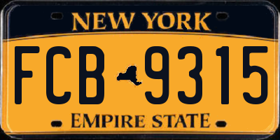 NY license plate FCB9315