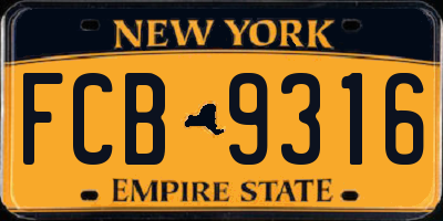 NY license plate FCB9316