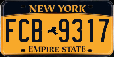 NY license plate FCB9317
