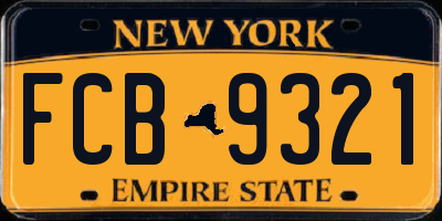 NY license plate FCB9321