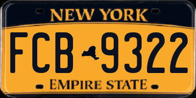 NY license plate FCB9322