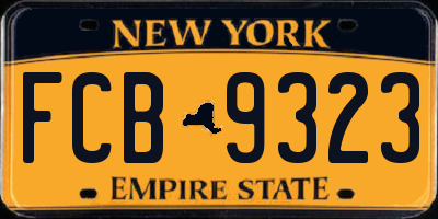 NY license plate FCB9323