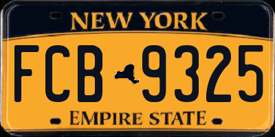 NY license plate FCB9325
