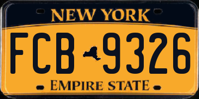 NY license plate FCB9326