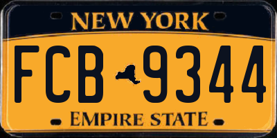 NY license plate FCB9344