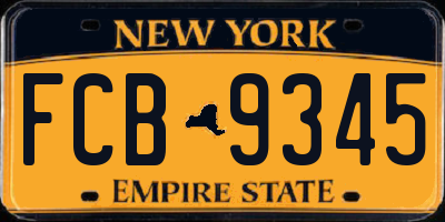 NY license plate FCB9345
