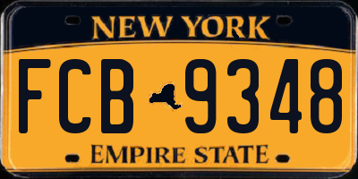 NY license plate FCB9348