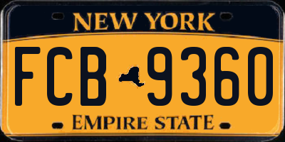 NY license plate FCB9360