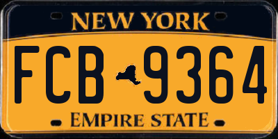 NY license plate FCB9364