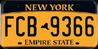 NY license plate FCB9366