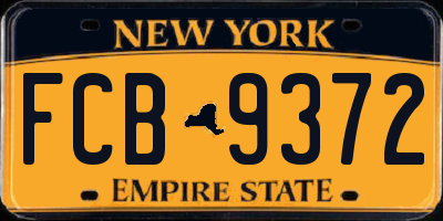 NY license plate FCB9372