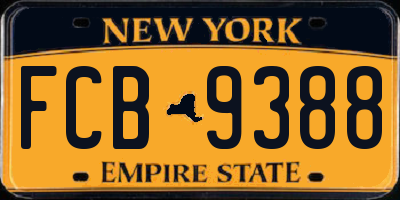 NY license plate FCB9388