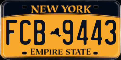 NY license plate FCB9443